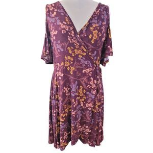 Cold Shoulder Floral mock wrap dress XL